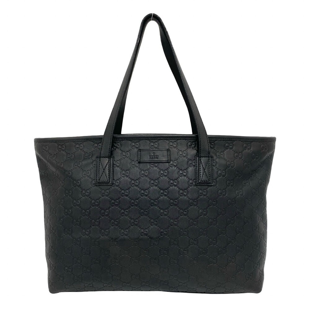 GUCCI Guccissima Leather Tote Bag, Semi-Shoulder Business Handbag, Black 58392